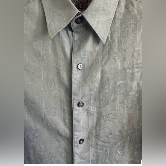 Robert Graham Classic Fit Blue Toile Stripe Button Up Flip Cuff Sz L - Picture 3 of 9